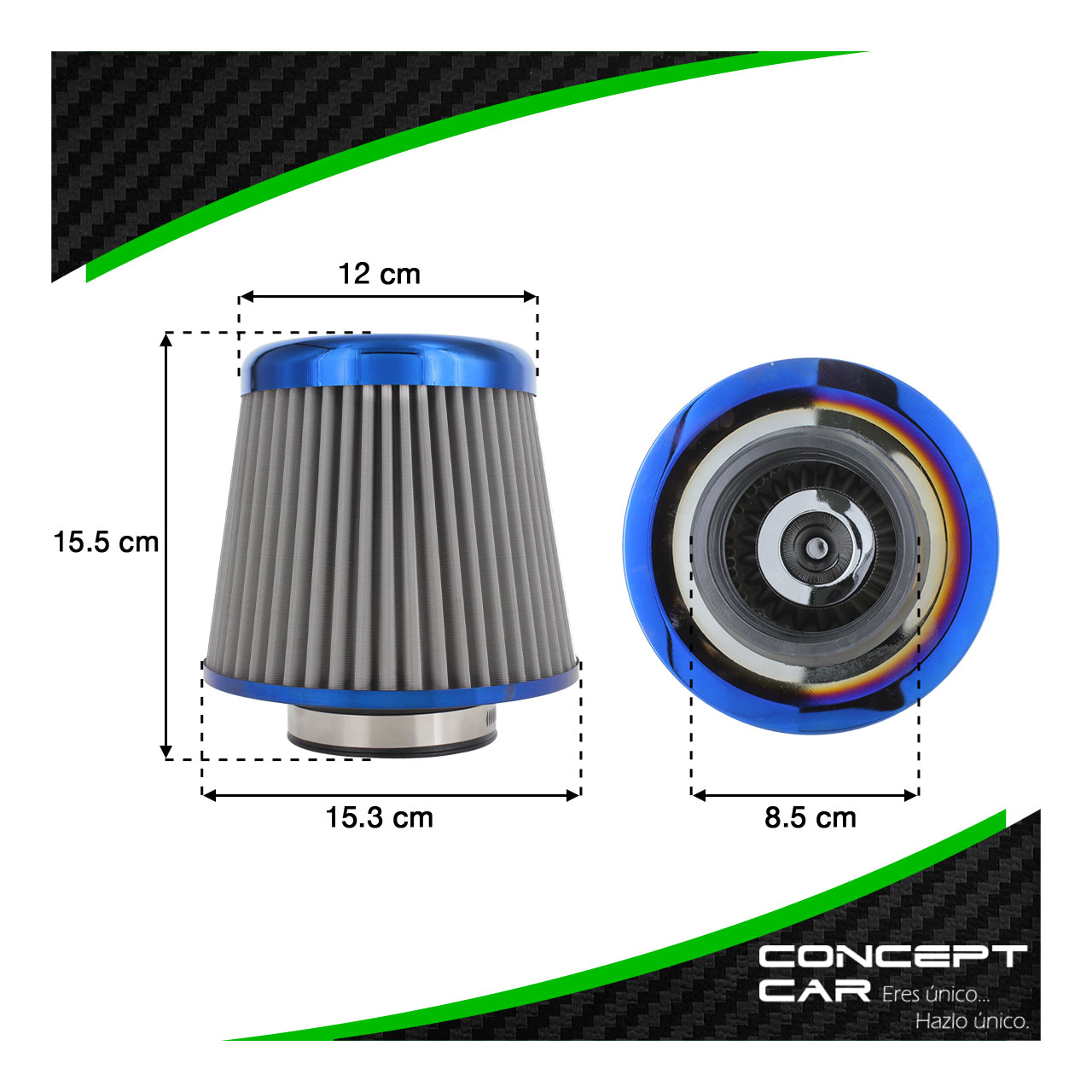 Filtro De Aire Alto Flujo Titanium Universal Auto Camioneta