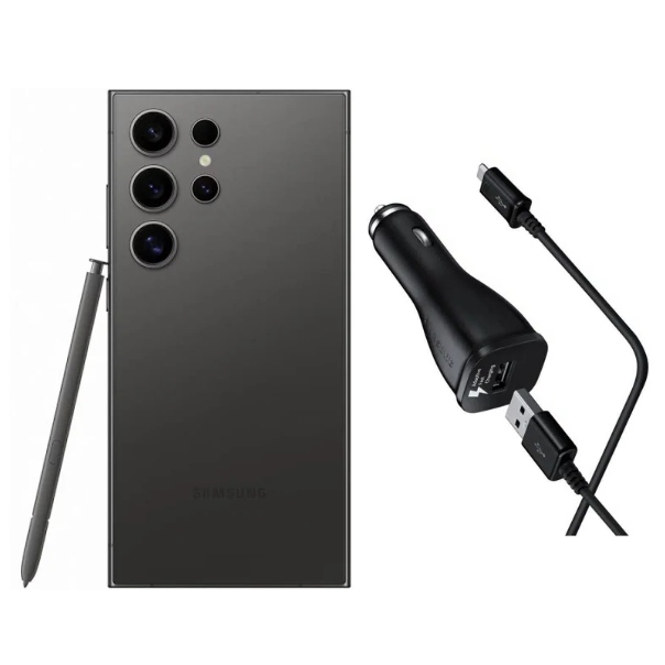 Samsung S24 Ultra 512GB Negro Nuevo + Cargador para Auto 25W.