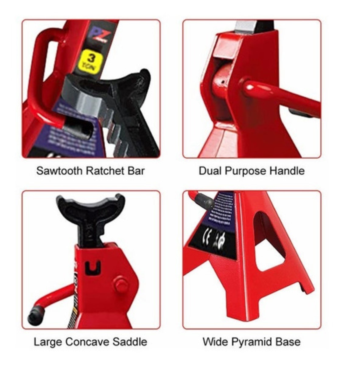 2 Piezas Torres Para Auto Torre Automotrices De 3 Toneladas rojo