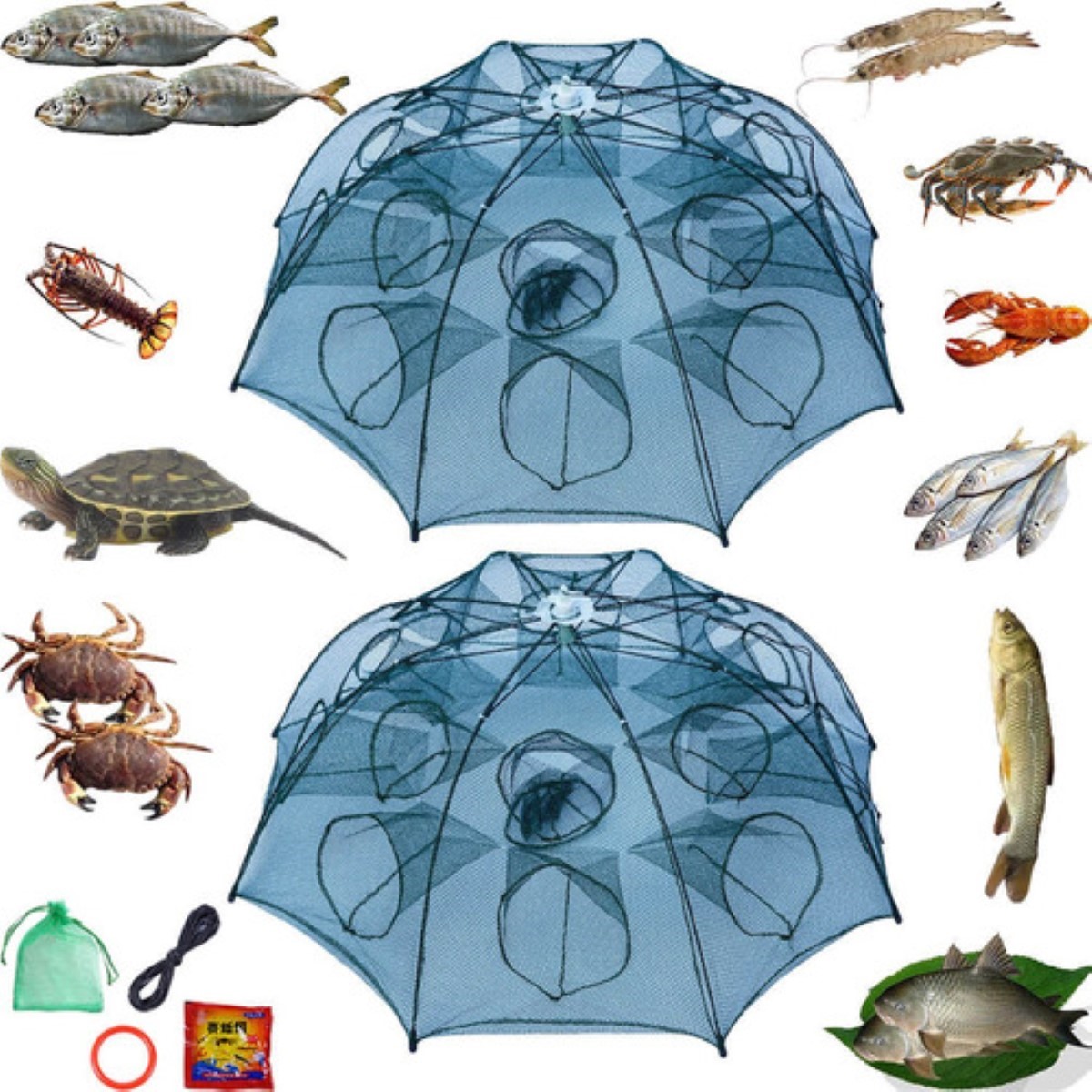Trampa Plegable Pesca Para Cangrejos Peces Camaron 2 Agujero negro
