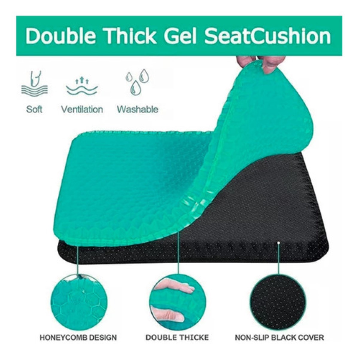 Cojin Ergonomico Ortopedico Gel Asiento Lumbar Hemorroides AZUL