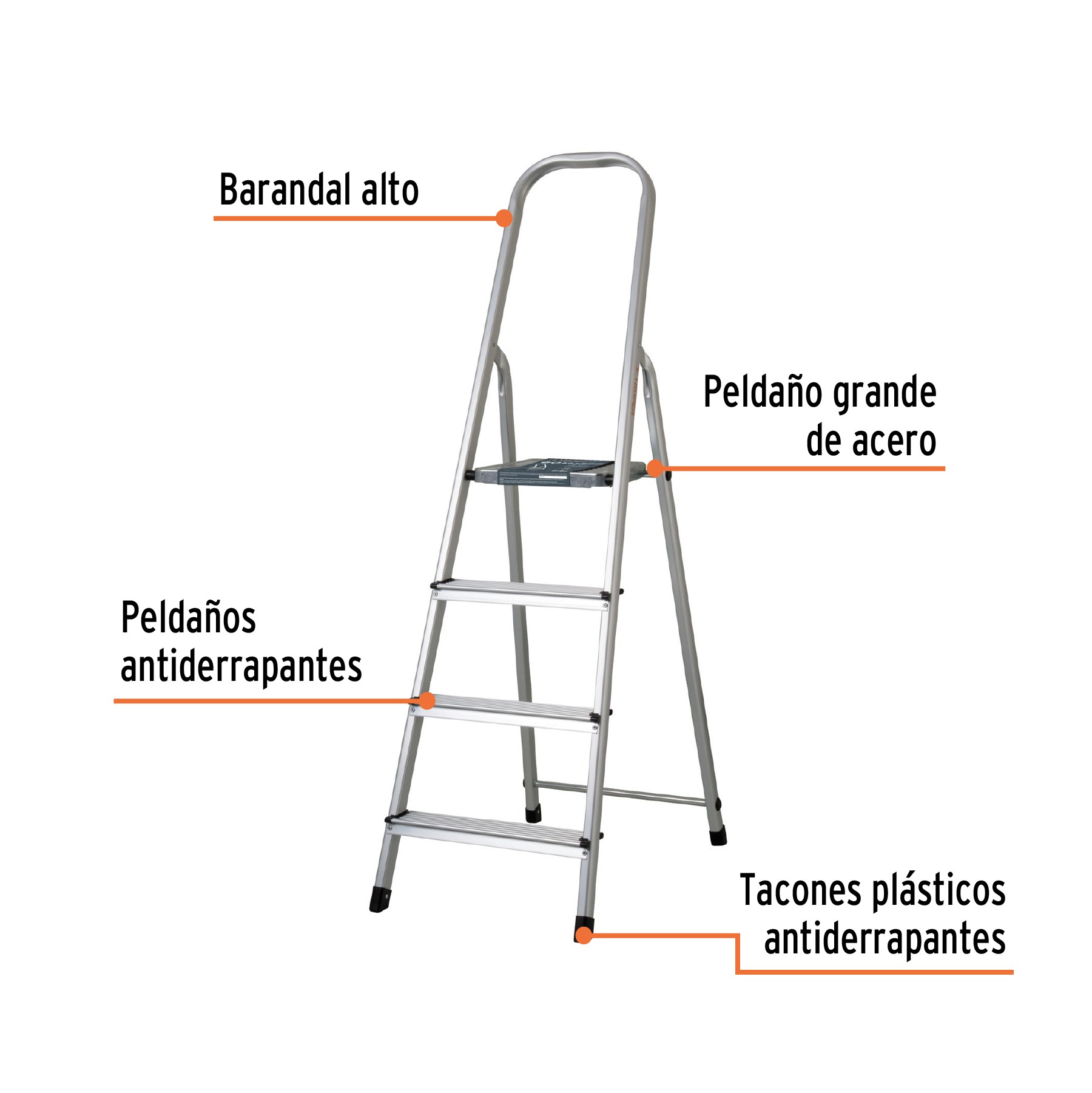 ESCALERA TUBULAR PLEGABLE, 4 PELDAÑOS, ALUMINIO, TRUPER 16765