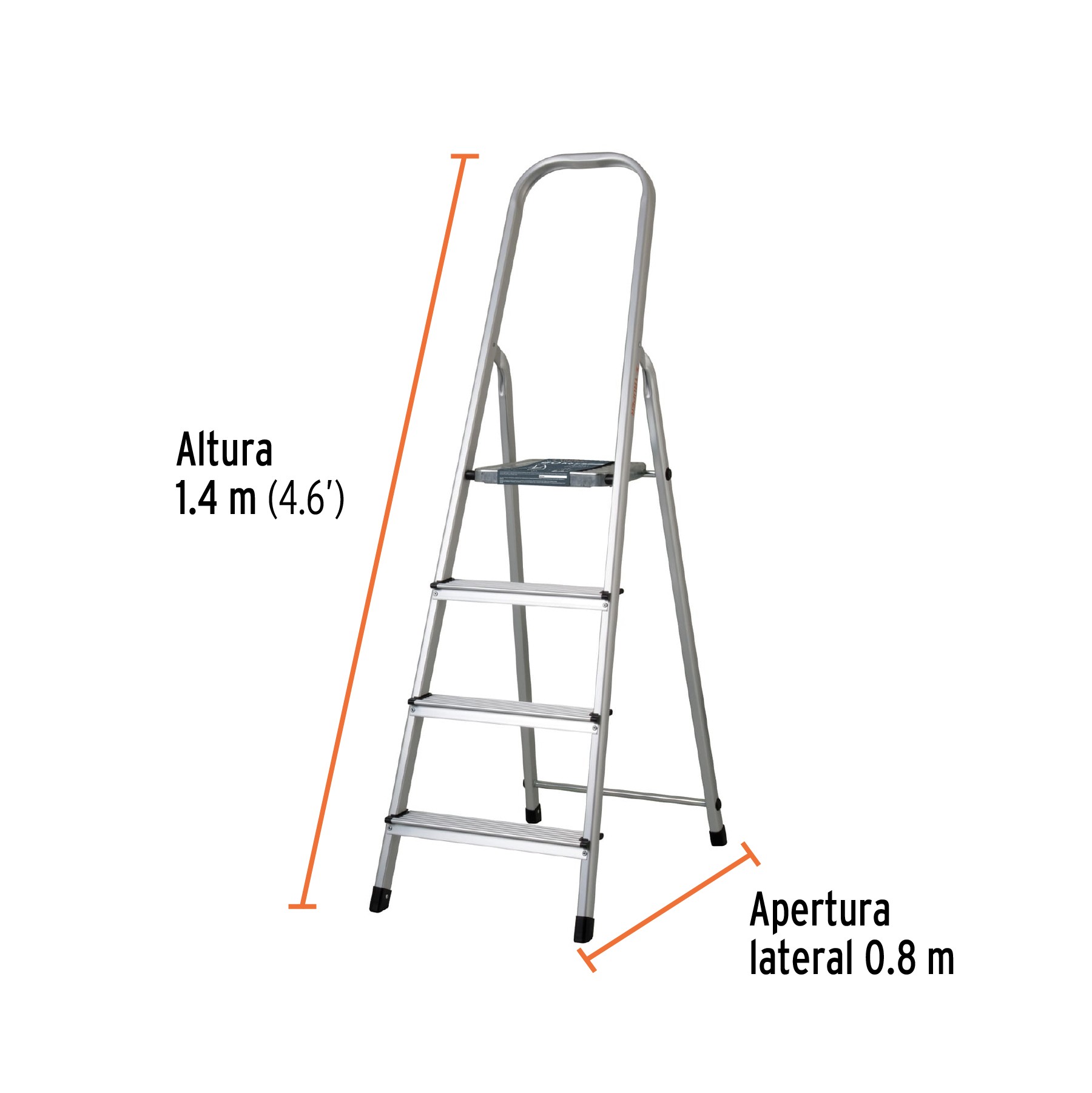 ESCALERA TUBULAR PLEGABLE, 4 PELDAÑOS, ALUMINIO, TRUPER 16765