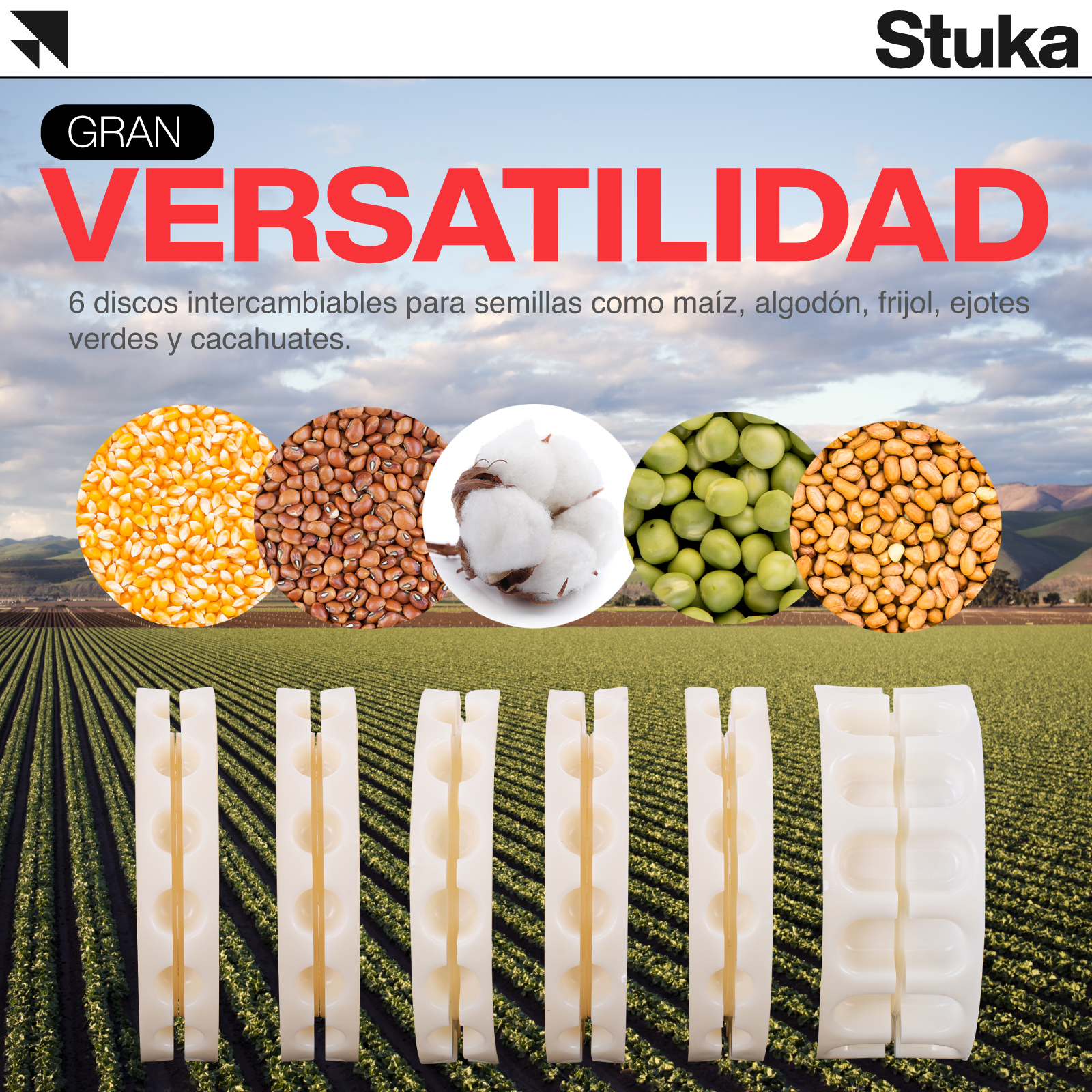 Sembradora Manual De Semillas FORLÍ C/Contenedor | 12 Picos | 6 Discos Intercambiables