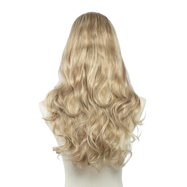 Extensiones De Cabello En U Media Peluca Con Clips Marca SARLA 24" RUBIO CLARO CENIZO RAYOS BEIGE