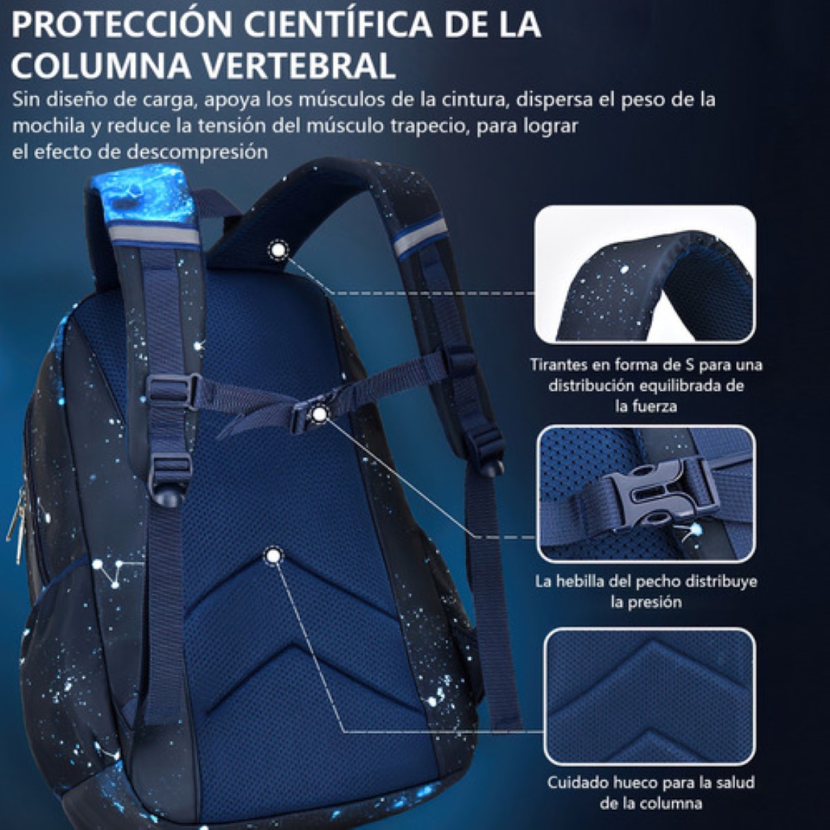 Mochila escolar Genérica color azul 35L