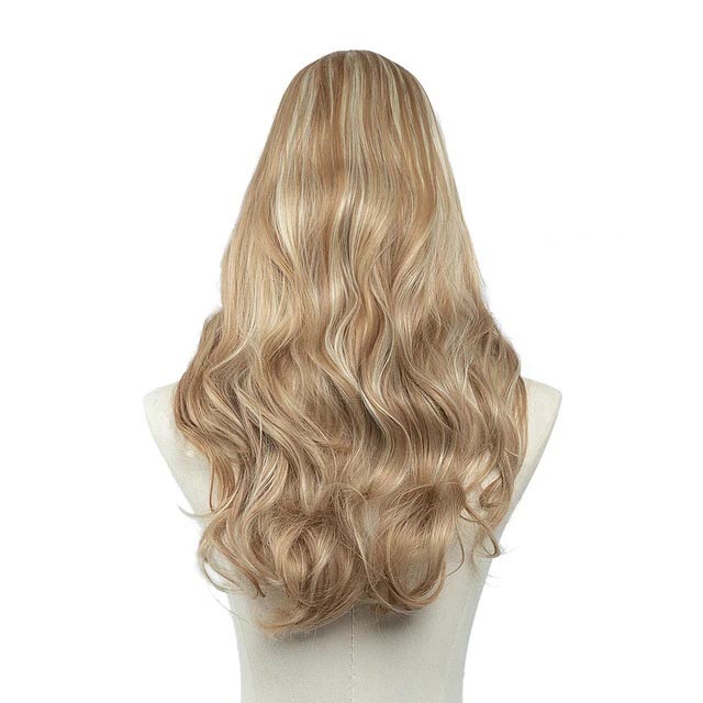 Extensiones De Cabello En U Media Peluca Con Clips Marca SARLA 24" RUBIO CLARO DORADO RAYOS BEIGE