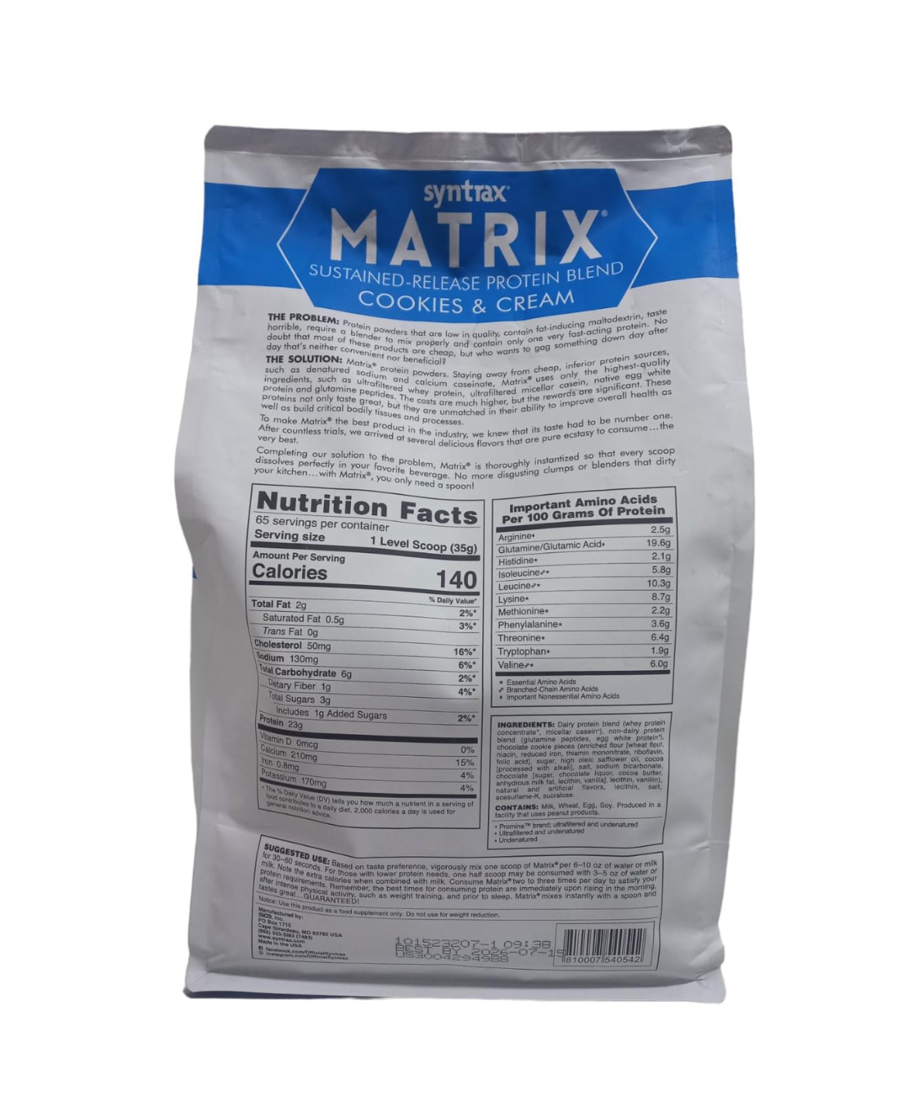 Proteina Syntrax Matrix 5lb 2.27kg 65serv