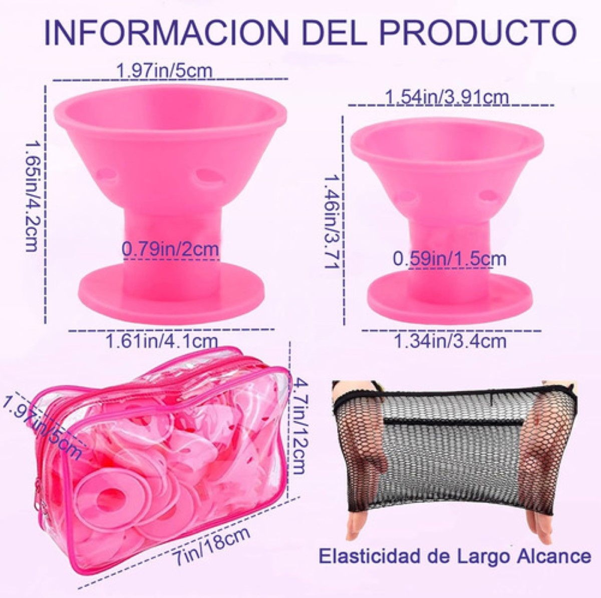 40 Rulos De Pelo Mágicos,rizadores De Silicona Para Mujeres ROSA