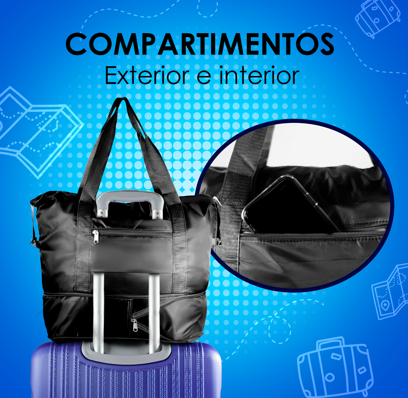Maleta Bolsa De Viaje Deportiva Gym Negra Tote Bolsa Multiusos