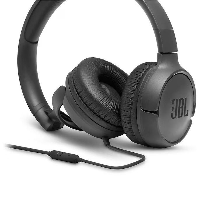 Audífonos On Ear Cable Plano Jbl Tune 500 Alámbrico color Negro.