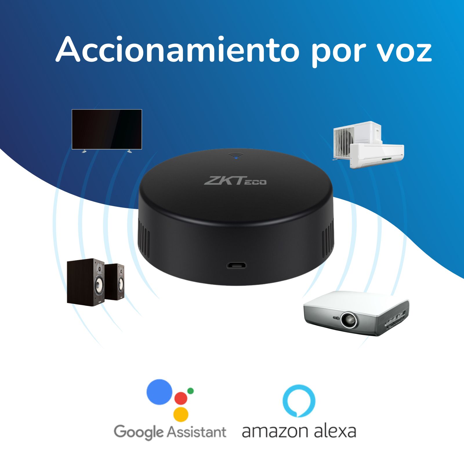 Control remoto inteligente,IR (infrarrojo), compatible con Alexa y Google home Zkteco 