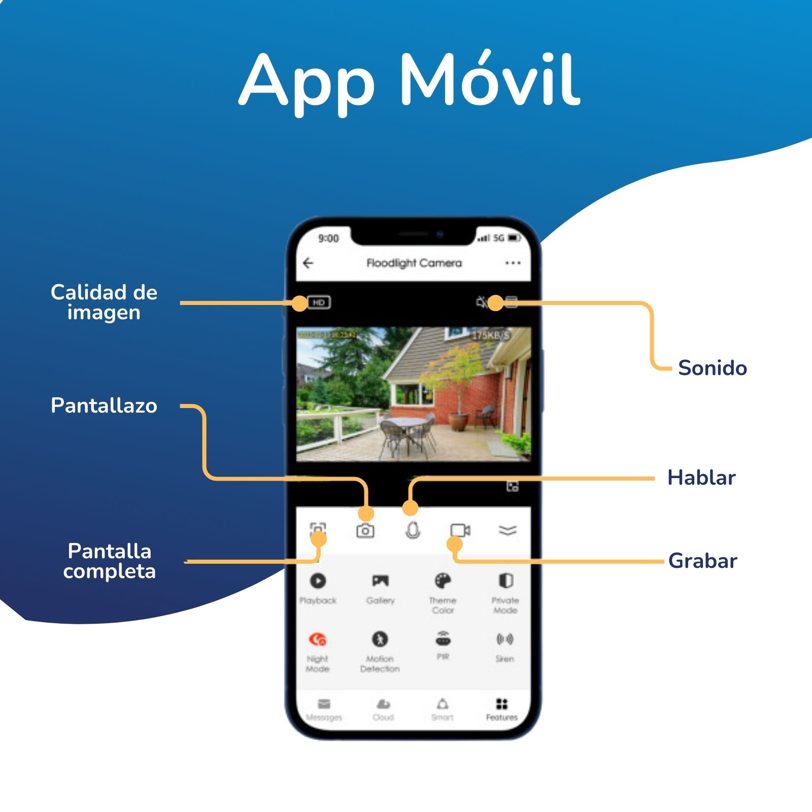 Cámara de seguridad inteligente para exteriores, visión nocturna, detección de movimiento y bocinas Zkteco
