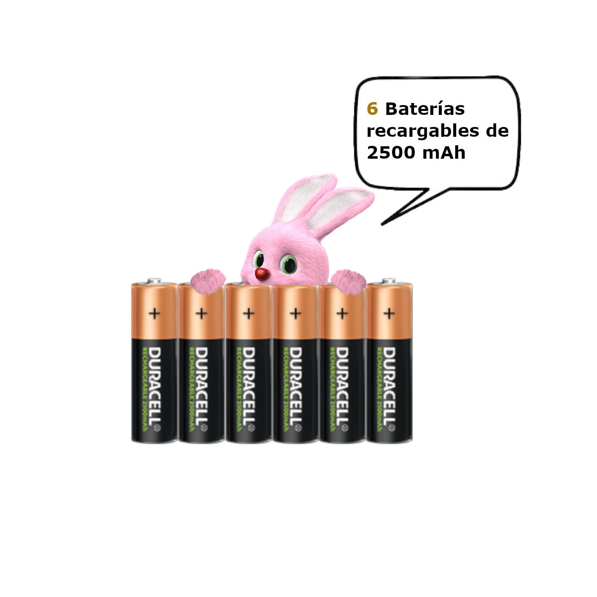 Pilas AA Recargables Duracell 2500 Mah Con 6 Piezas