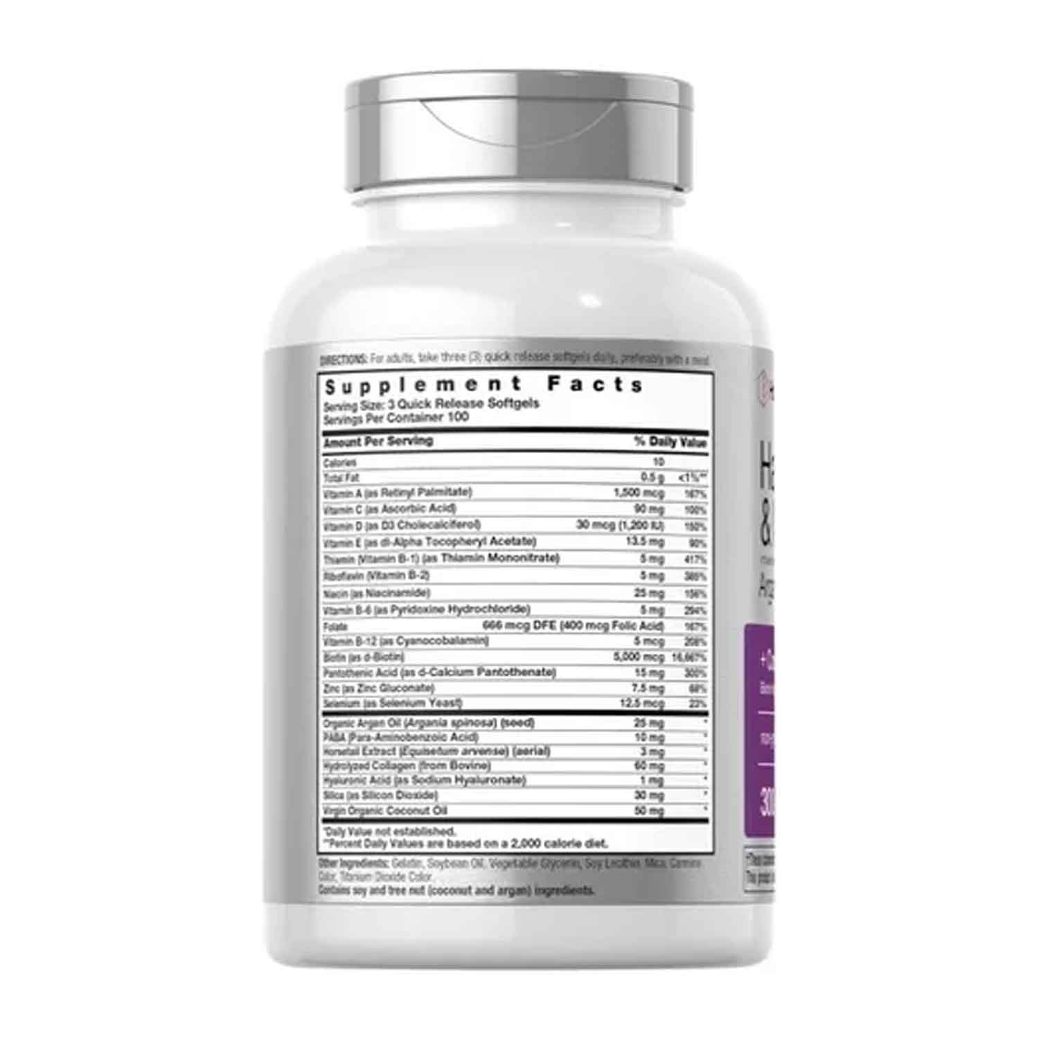 Biotina Colageno Horbäach  + Aceite de Coco para Cabello, Piel y Uñas 300 softgels 