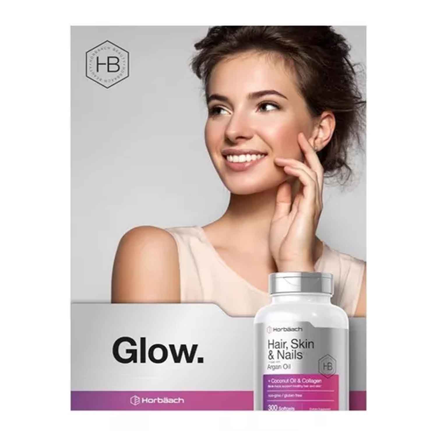 Biotina Colageno Horbäach  + Aceite de Coco para Cabello, Piel y Uñas 300 softgels 