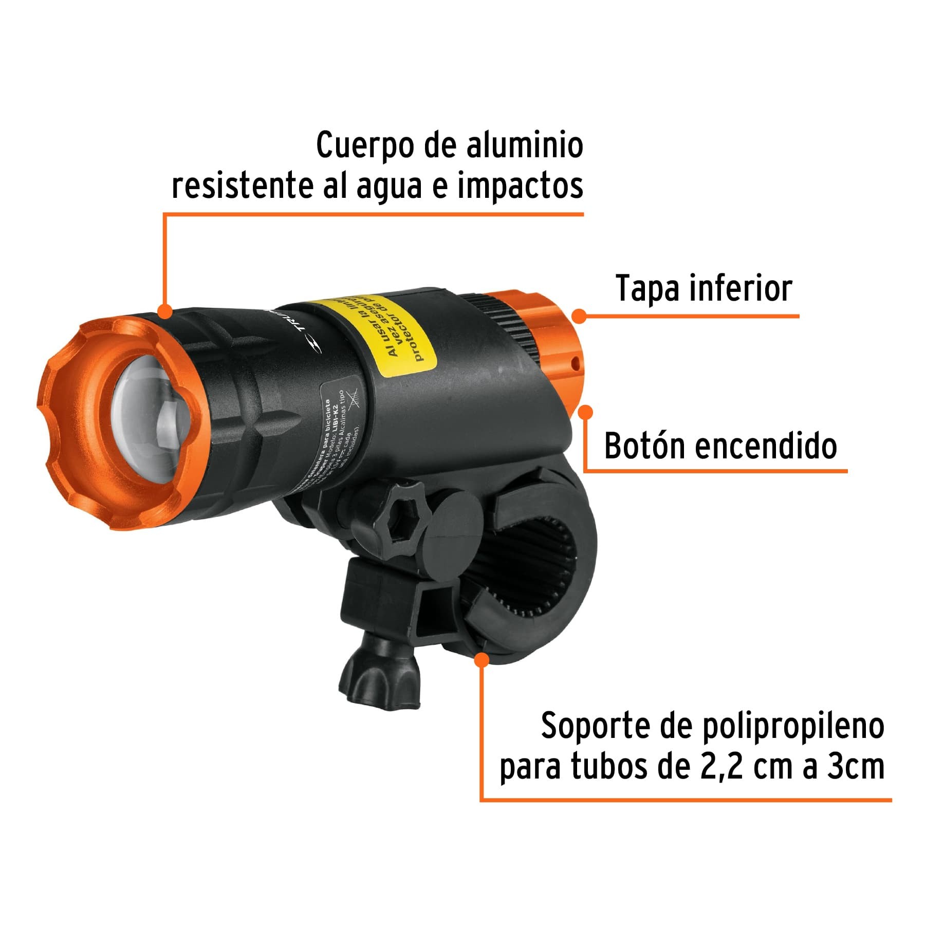 LINTERNA DELANTERA 100 LM PARA BICICLETA CON 3 PILAS AAA TRUPER 16796