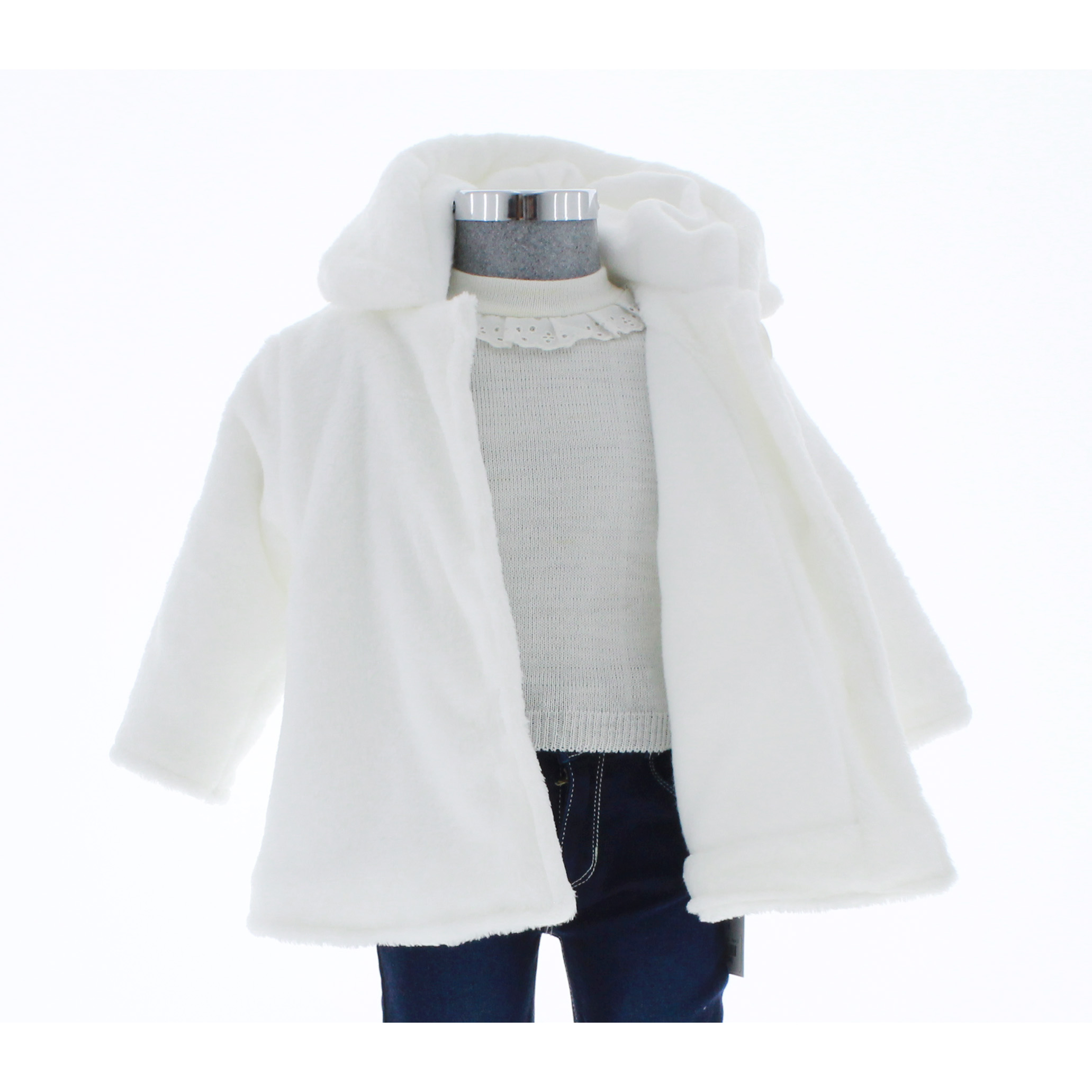 Abrigo Niña Blanco Bebe Chamarra Tejida 3599 A