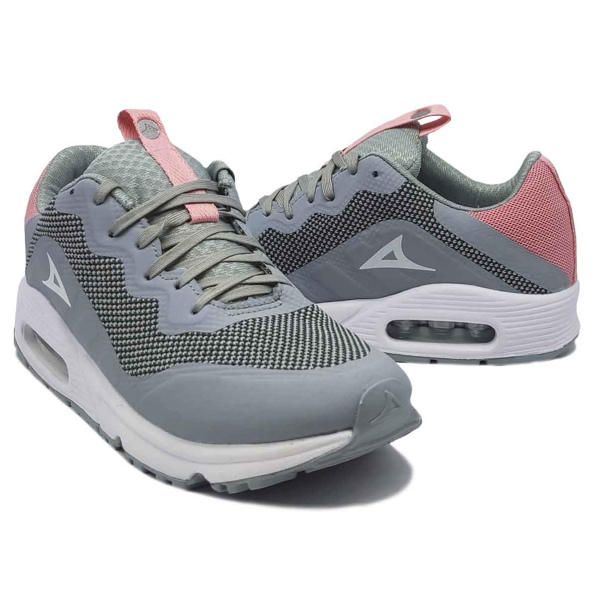 Tenis Pirma 4512 Gris Rosa Mujer Deportivos Válvula Correr