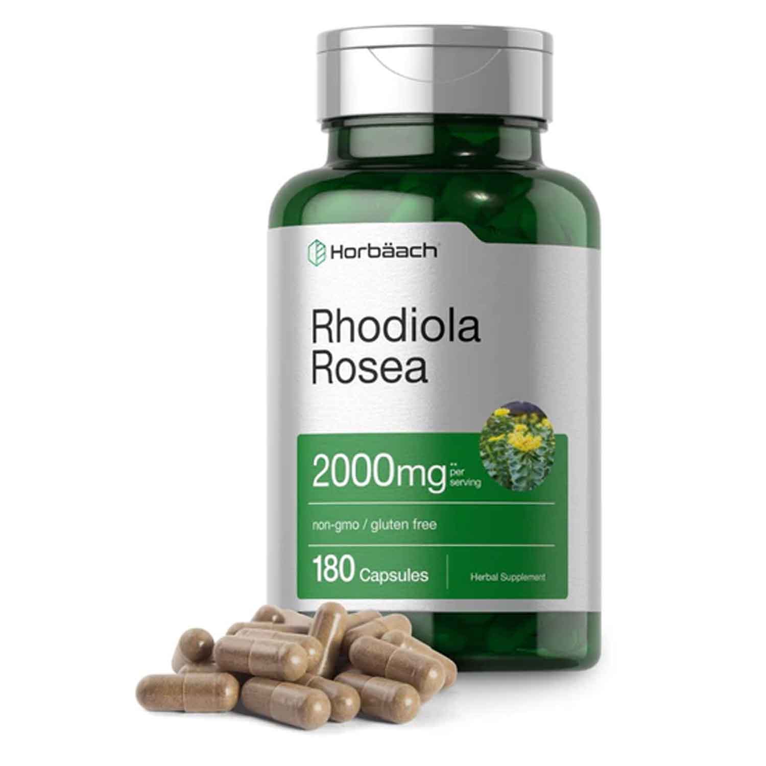 Rhodiola Rosea 2000mg Horbäach 180 capsulas ayuda al Animo, Energia y Salud