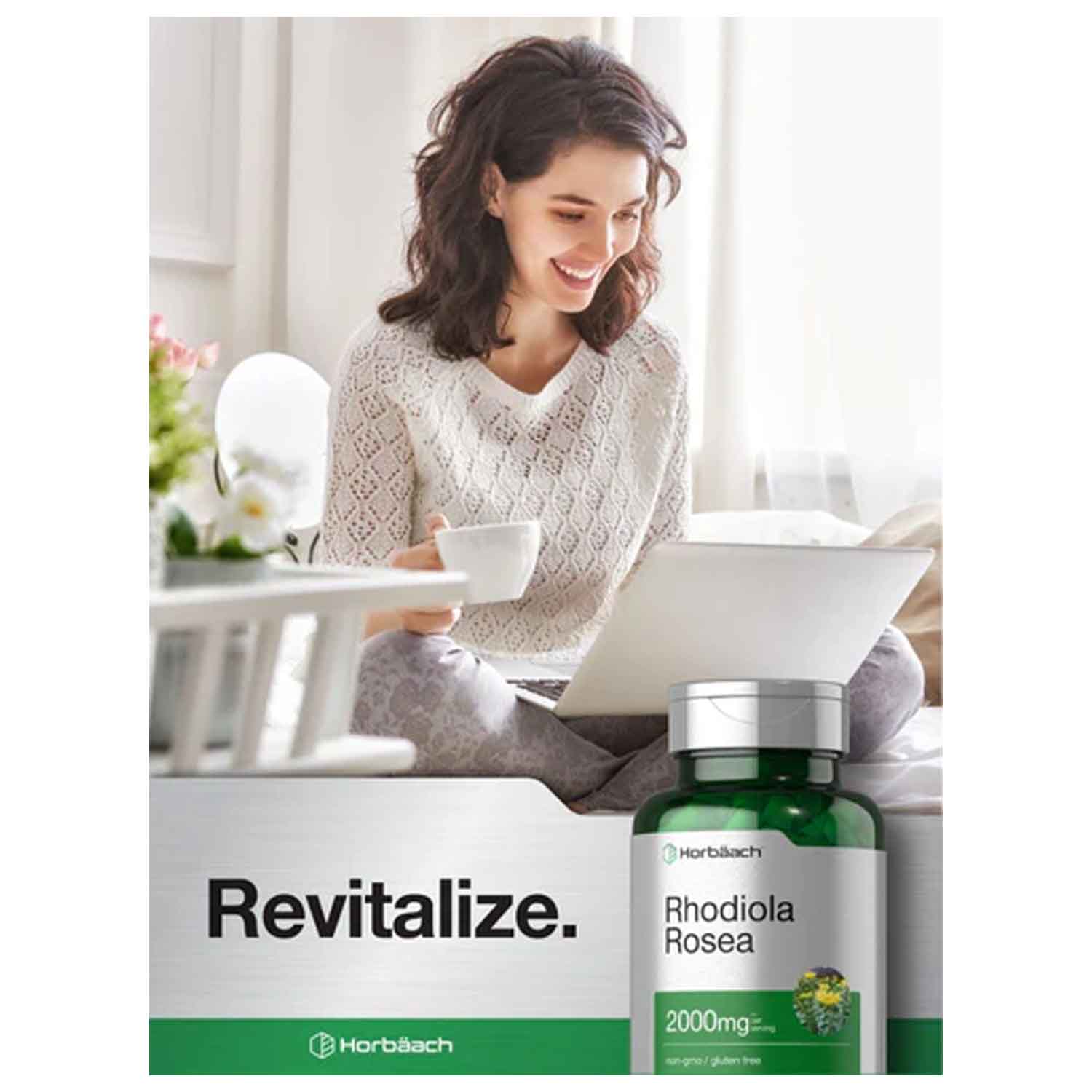 Rhodiola Rosea 2000mg Horbäach 180 capsulas ayuda al Animo, Energia y Salud