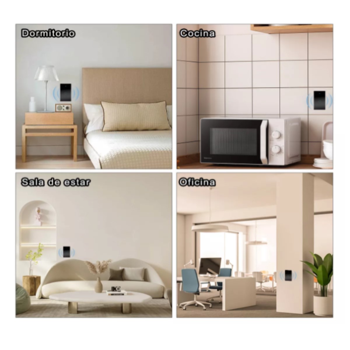 Interruptor pared inalámbrico Control voz uno apagador luz LED táctil WiFi Alexa Google Home negro