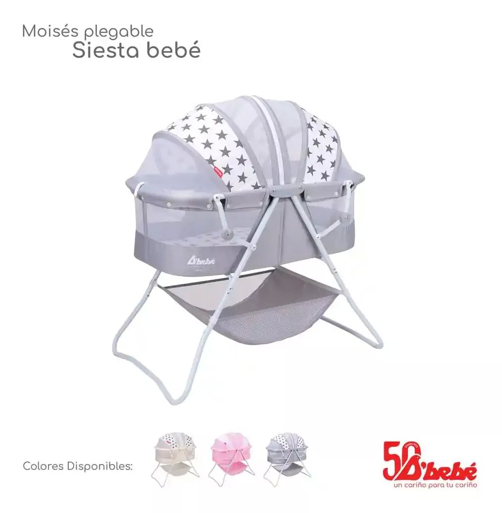 Cuna Moisés Bambineto Plegable Siesta Bebé Gris D'bebé