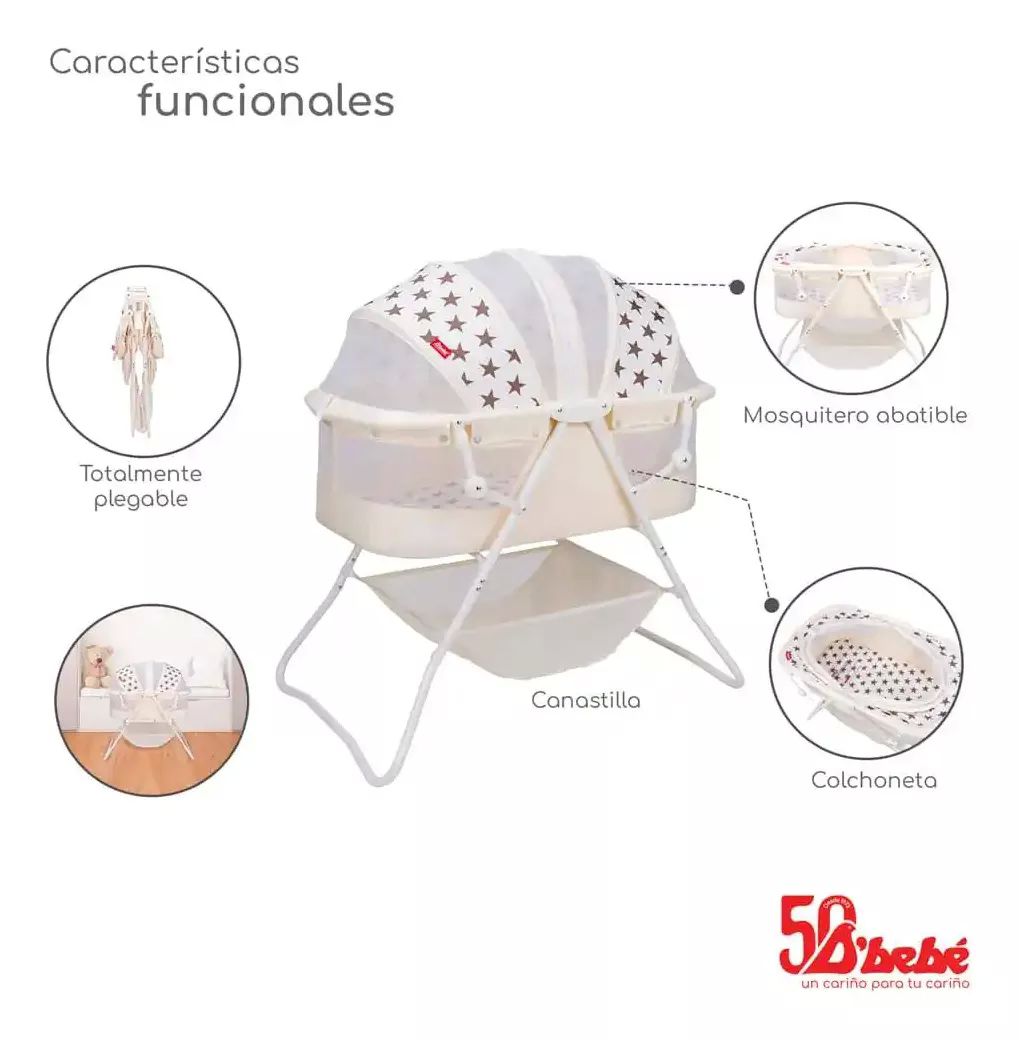 Cuna Moisés Bambineto Plegable Siesta Bebé Beige D'bebé