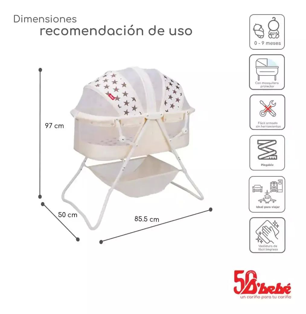 Cuna Moisés Bambineto Plegable Siesta Bebé Beige D'bebé