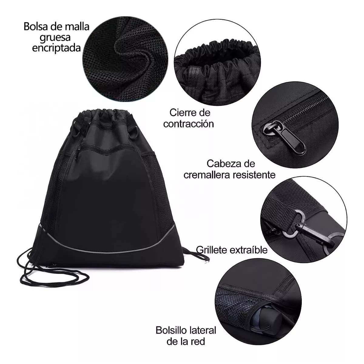 Mochila Bolsa Transportadora Para Balon Futbol Basquet Negro