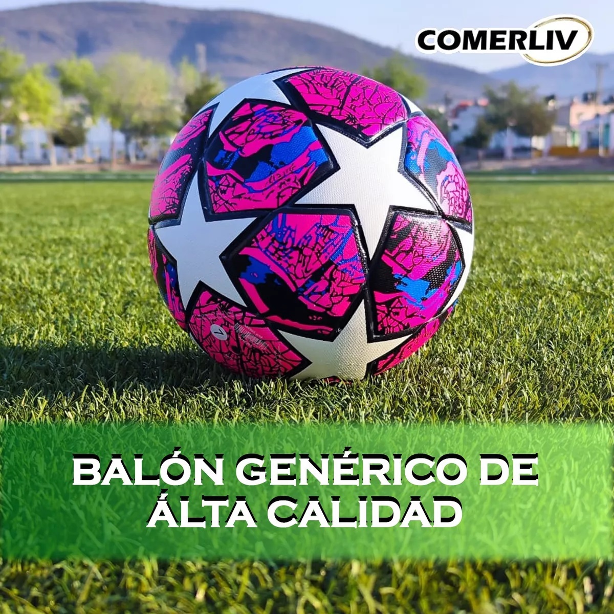 Balón Fútbol Soccer Champions Profesional Estrellas Hibrido Rosa #5