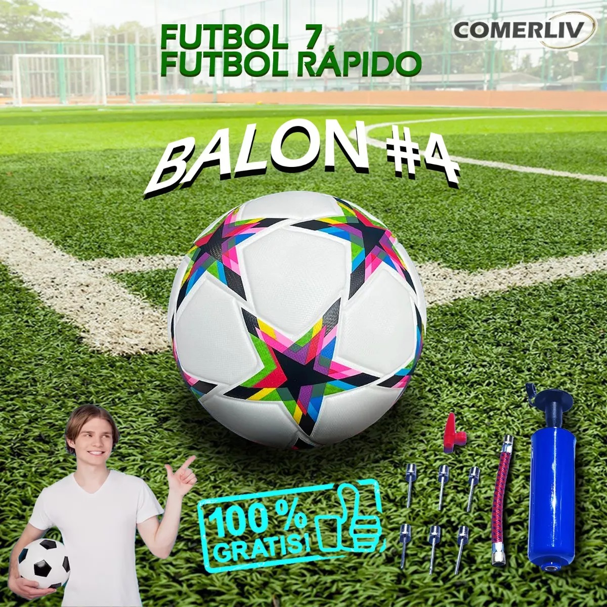 Balón Futbol Soccer No. 4 Champions Estrellas Hibrido Bomba