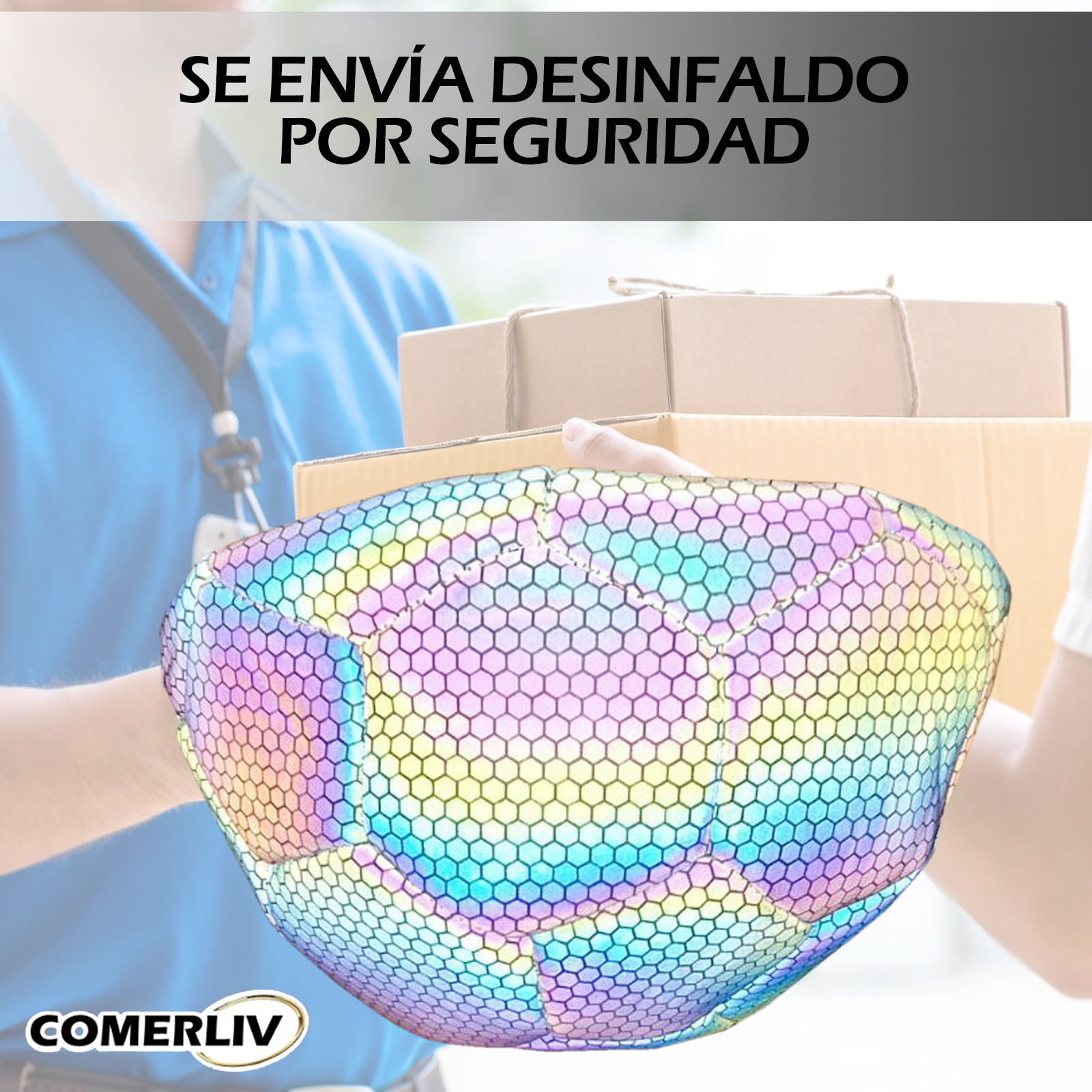 Balón de Fútbol Soccer Reflectante Luminoso Brillante Efecto Tornasol Multicolor No. 5