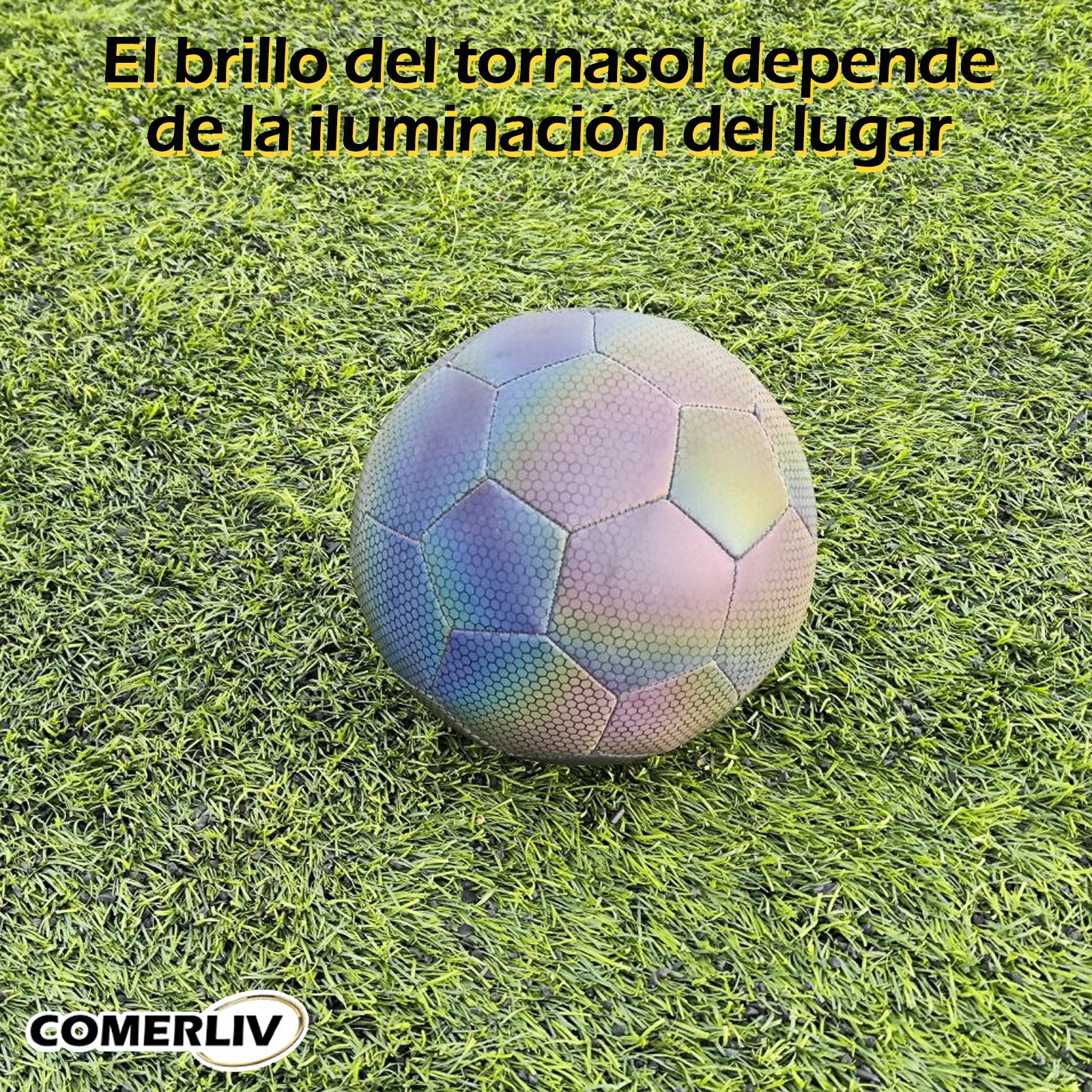 Balón de Fútbol Soccer Reflectante Luminoso Brillante Efecto Tornasol Multicolor No. 5