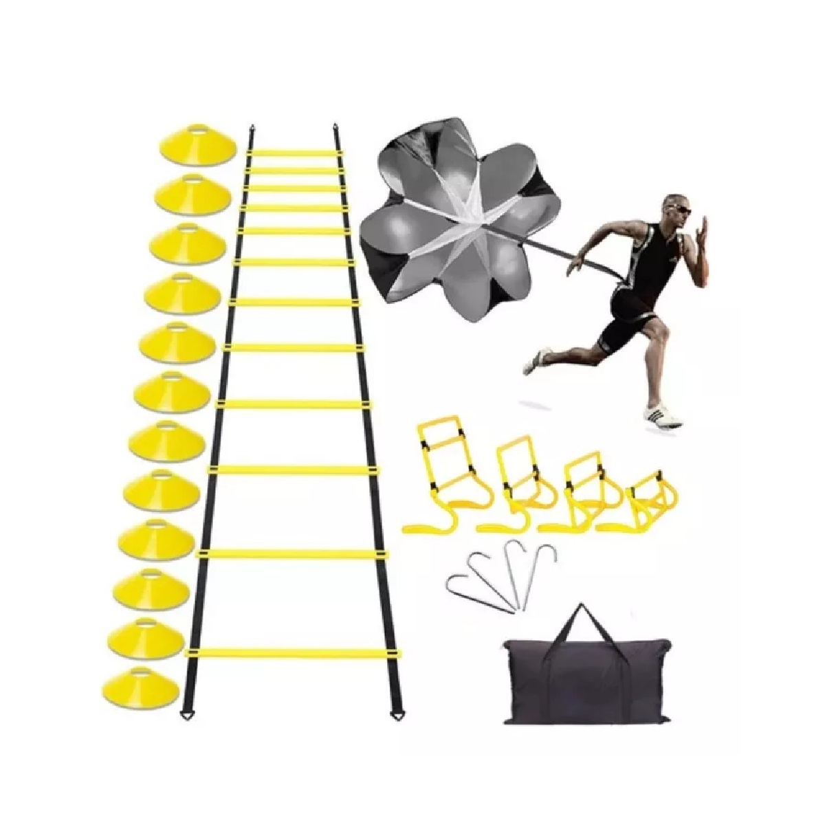 Speed Agilidad Kit De Entrenamiento Escalera + 12 Platos