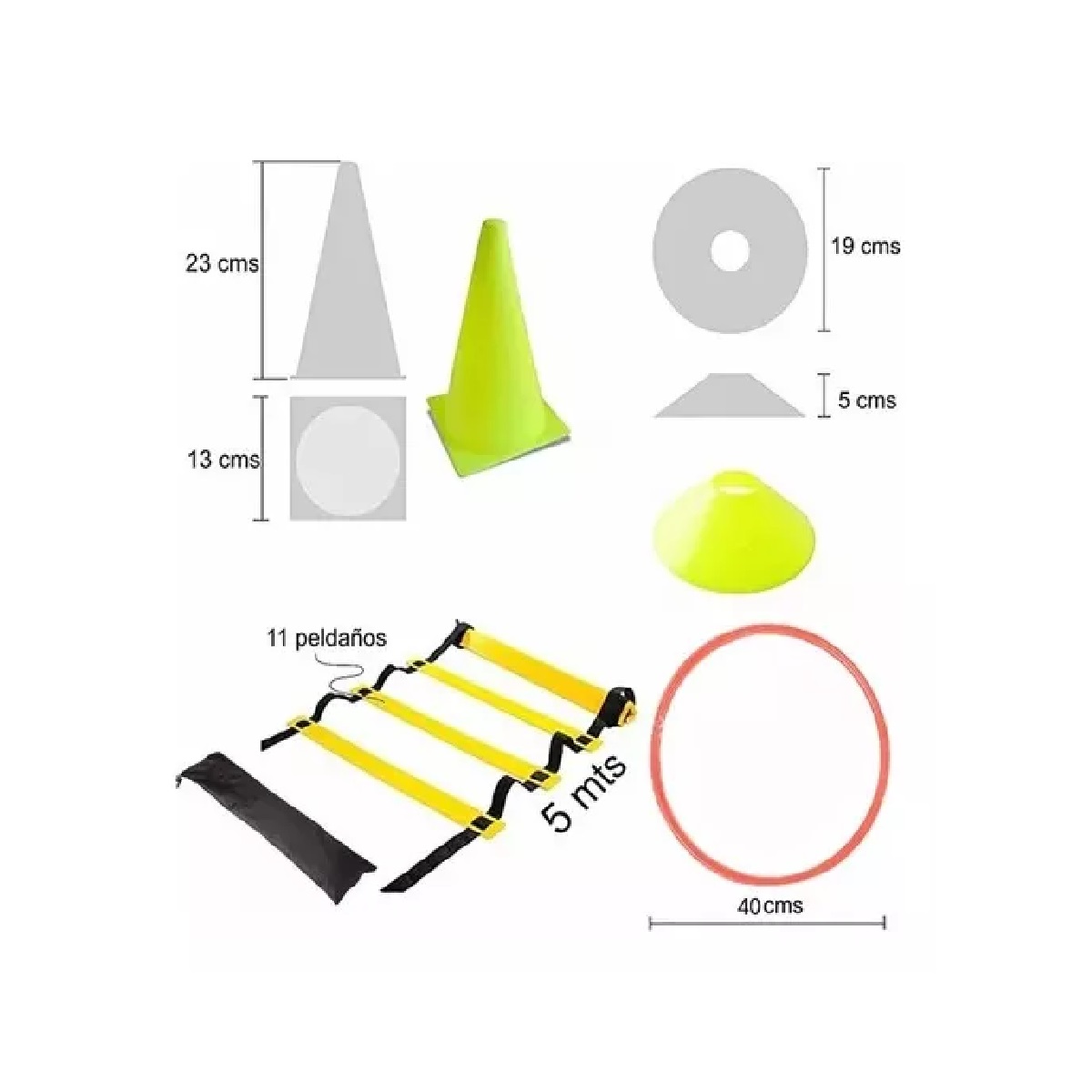 Speed Agilidad Kit De Entrenamiento Escalera + 12 Platos