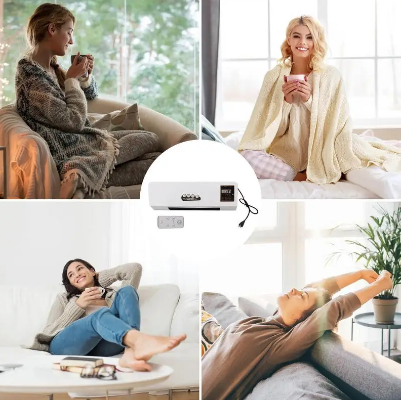 Ventilador con Calefactor de Pared Con Control Remoto y temporizador de 1800 Watts-EL-41458