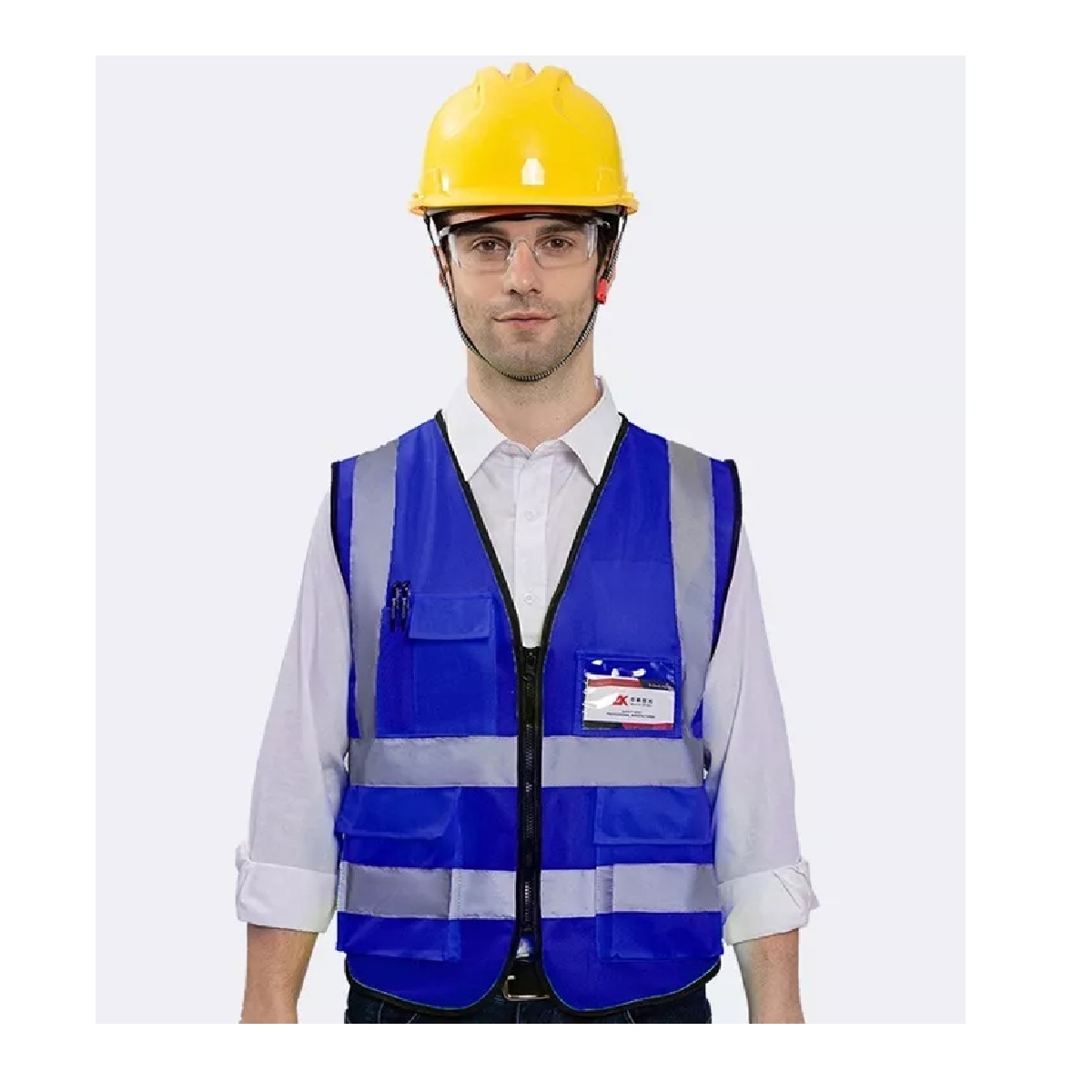 Set 3 Chalecos De Seguridad Reflejantes Vial/industri+3 Silbidos Azul Real