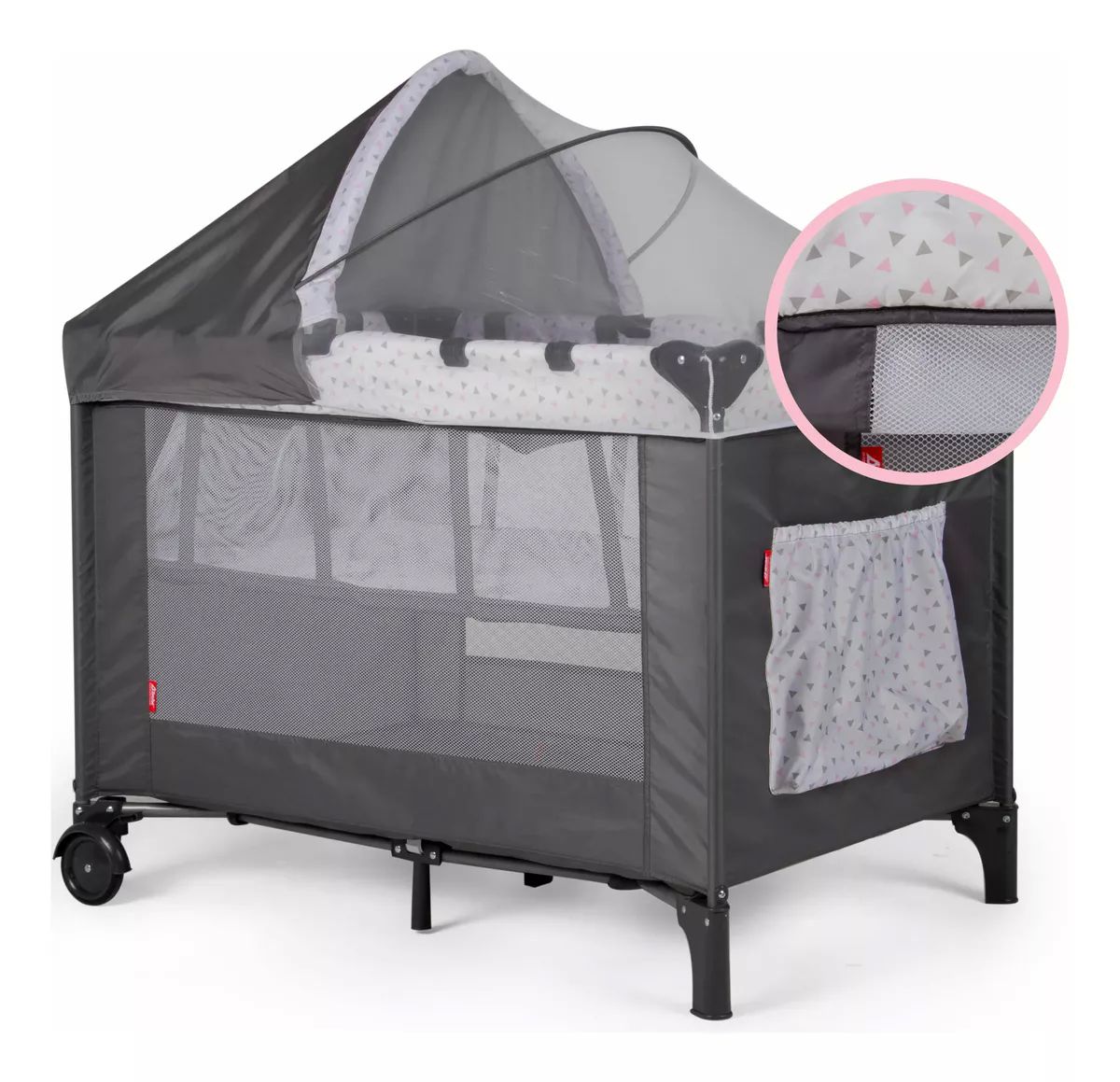 Cuna Corral Colecho D Bebé Rosa Love & Care Con Mosquitero