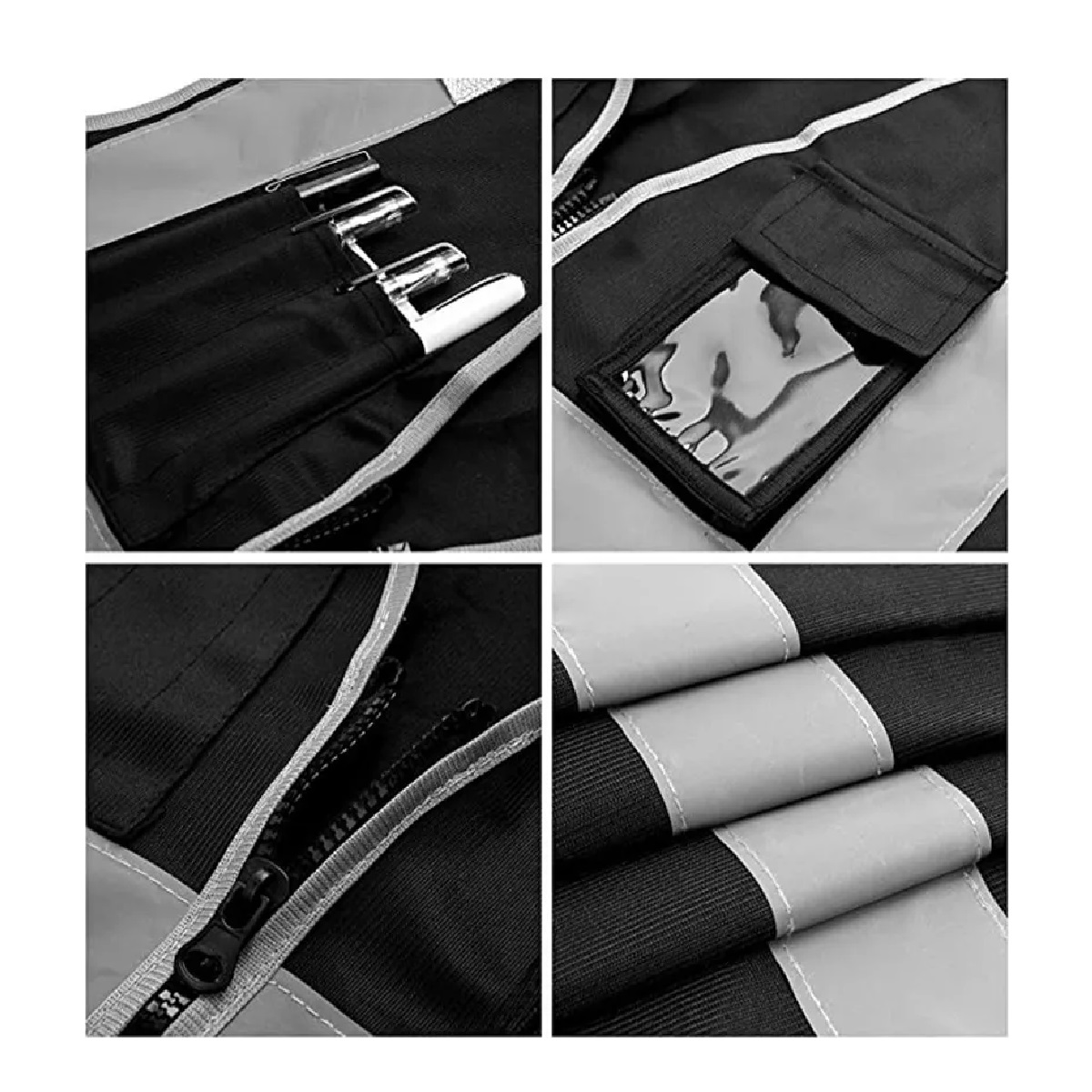 Kit 5 Chaleco Seguridad De Reflejantes Vial/industri+5 Silbidos Negro