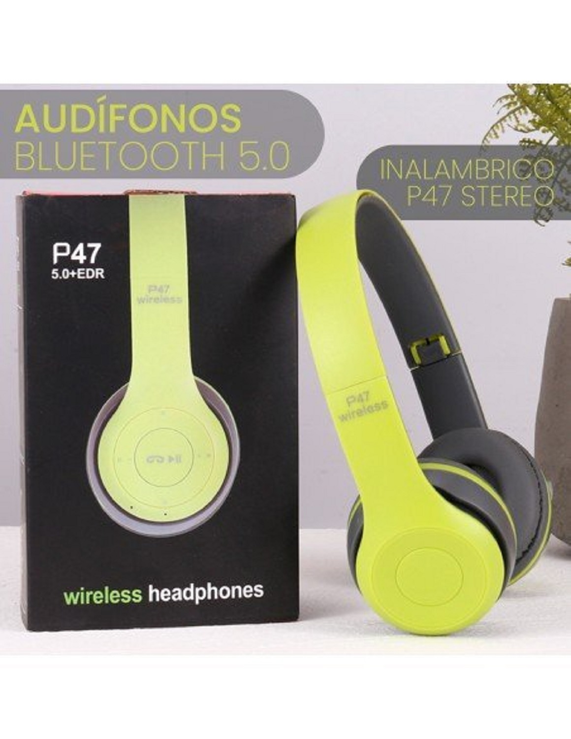 Audífonos Inalámbricos P47 - Bluetooth 5.0 + Manos Libres + Radio Color: Verde-AU-41922
