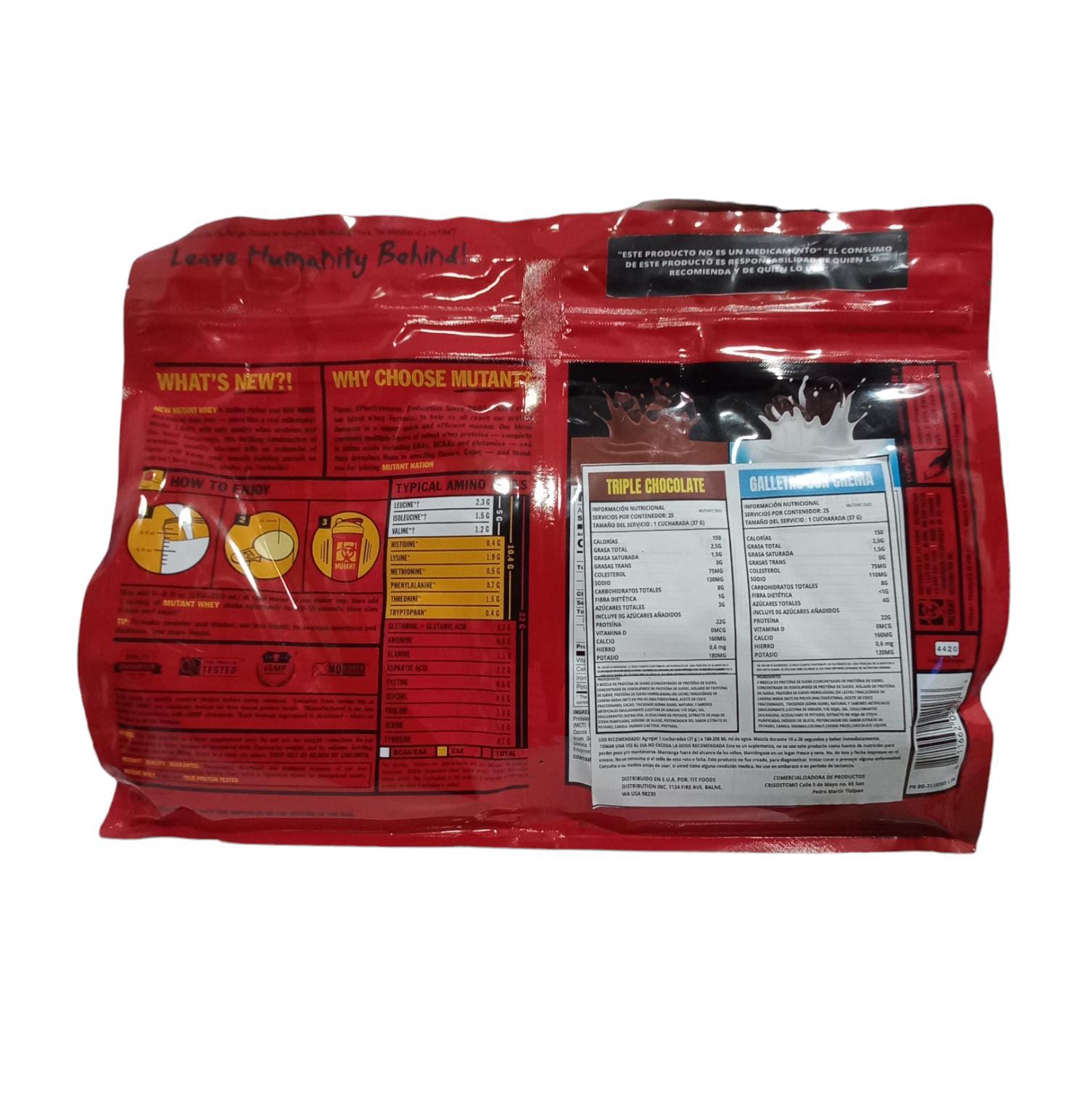 Proteina Mutant Whey Duo 4lb 1.8kg 50 serv