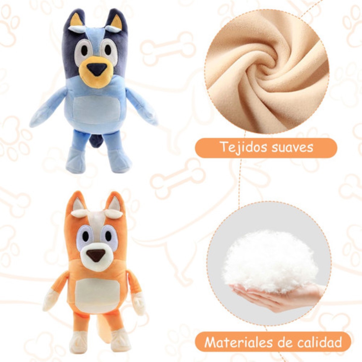 Bluey Familia Bluey Bingo Hermano Hermana Muñeco Peluche 2 NARANJA/AZUL