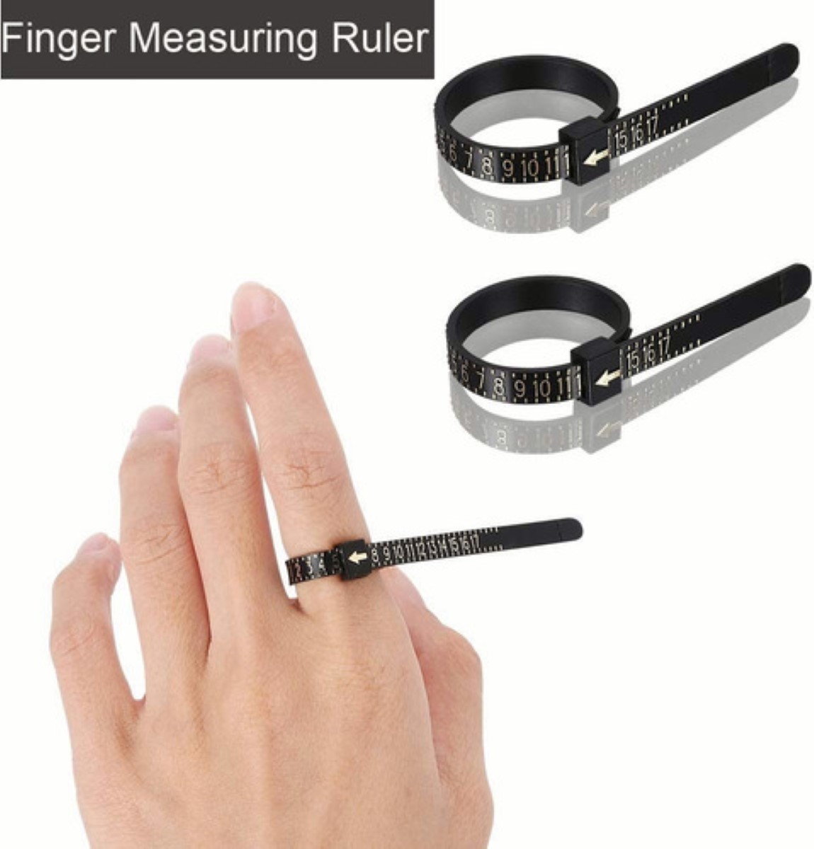 Juego De Medidor De Anillos Y Anillero De Plástico, 3 Piezas Púrpura