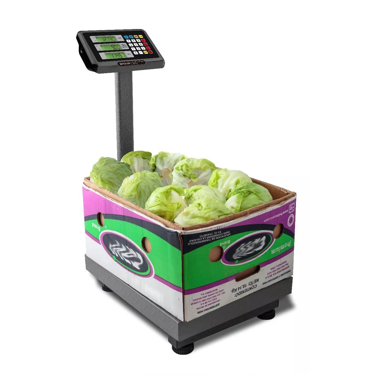 Báscula Comercial Digital Rhino BAPCA 200kg Con Mástil 100v - 120v Gris 50 cm X 50 cm