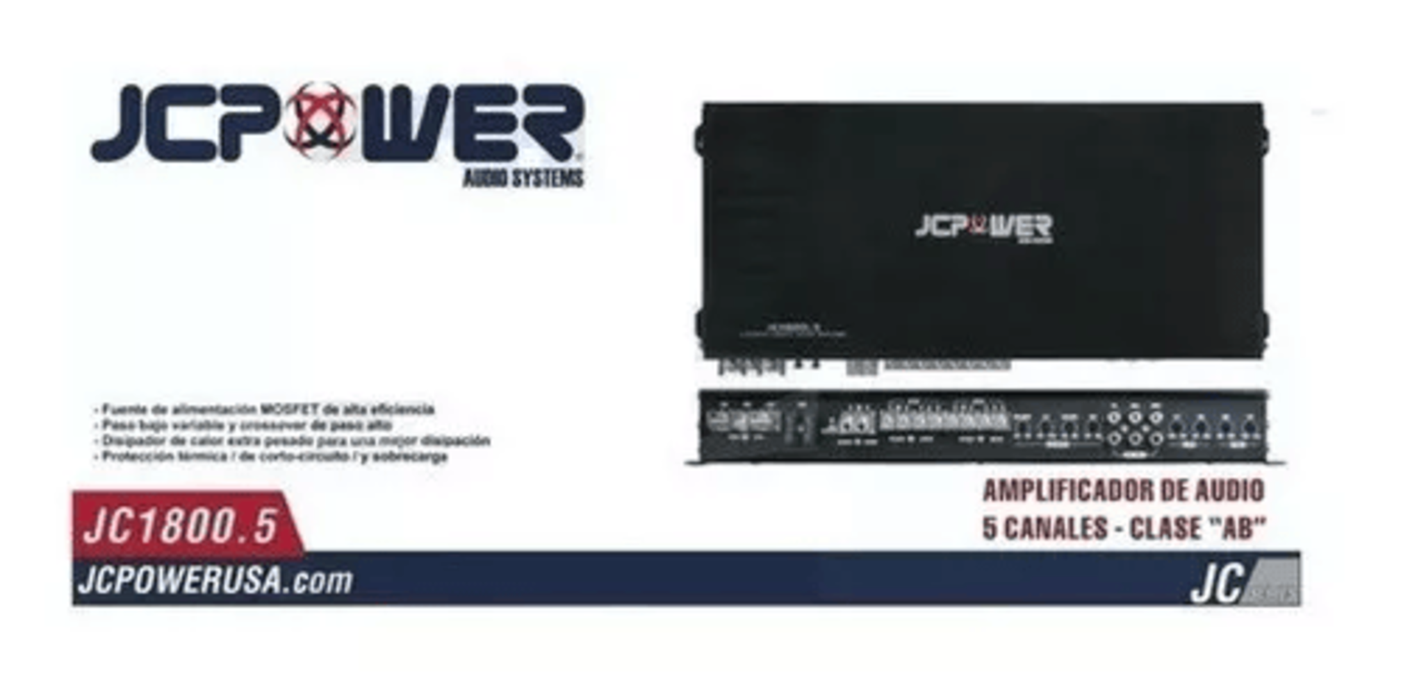 Amplificador JC POWER JC1800.5 500W 5 Canales Clase A/B
