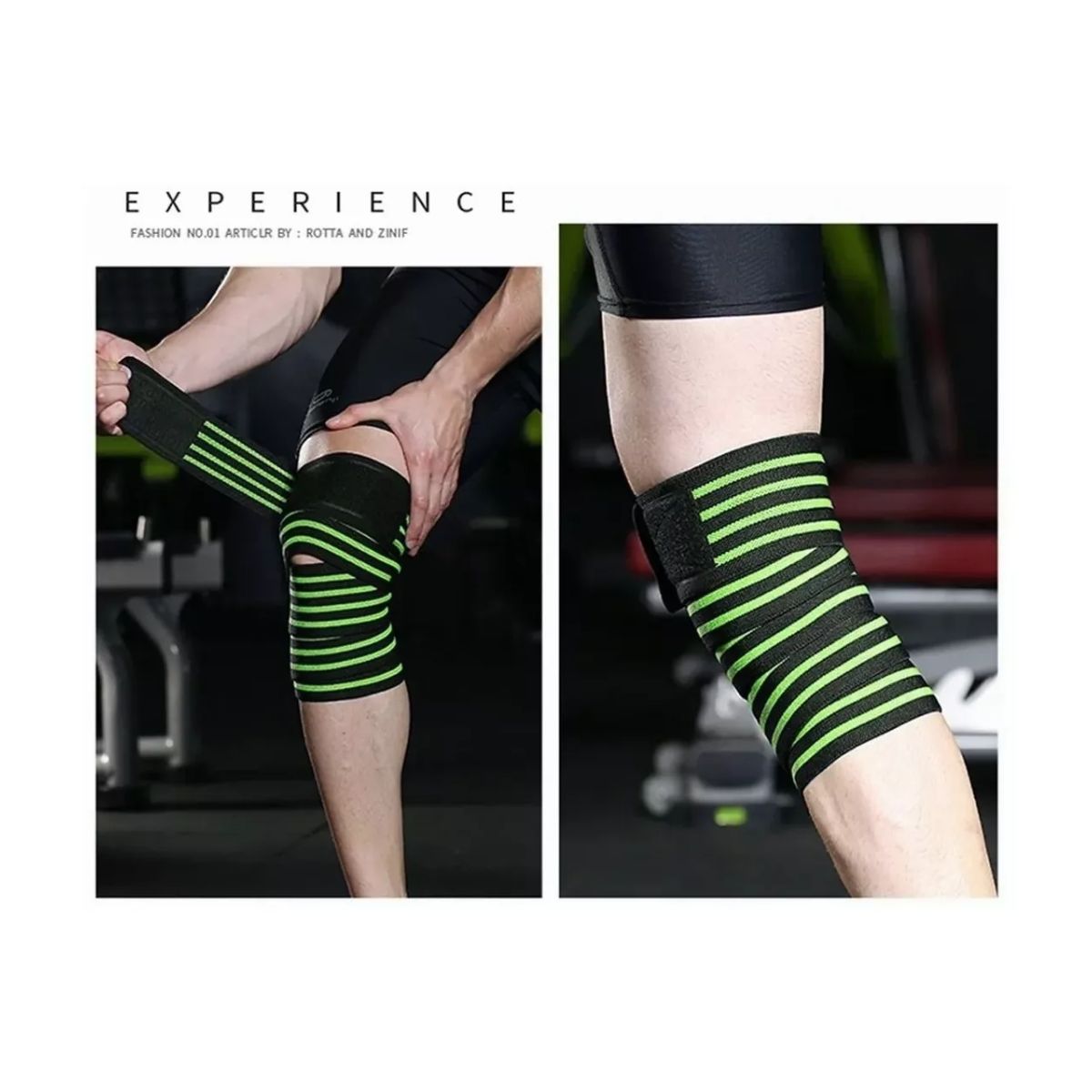 Rodillera Elastica Vendas 1 Par Bandas Deportiva Rodilla Gym verde/negro
