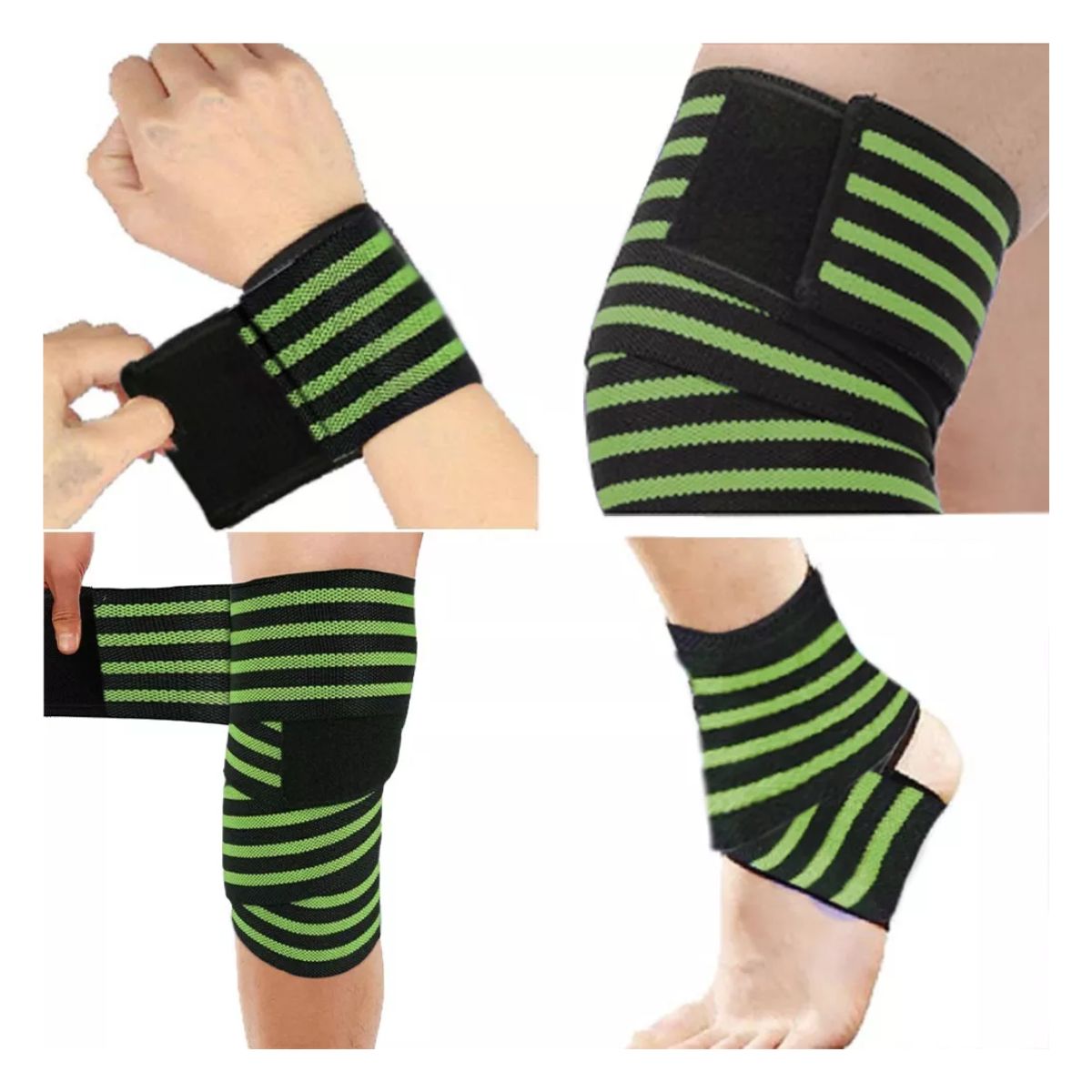 Rodillera Elastica Vendas 1 Par Bandas Deportiva Rodilla Gym verde/negro