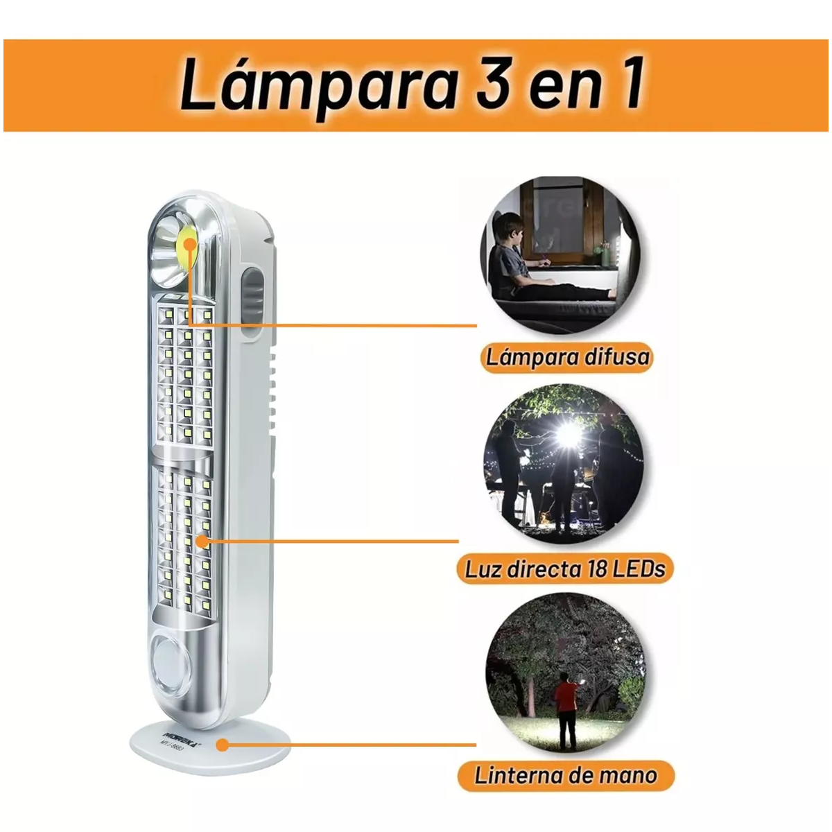 Luz De Emergencia Led Recargable Portátil Uso Campo Y Hogar