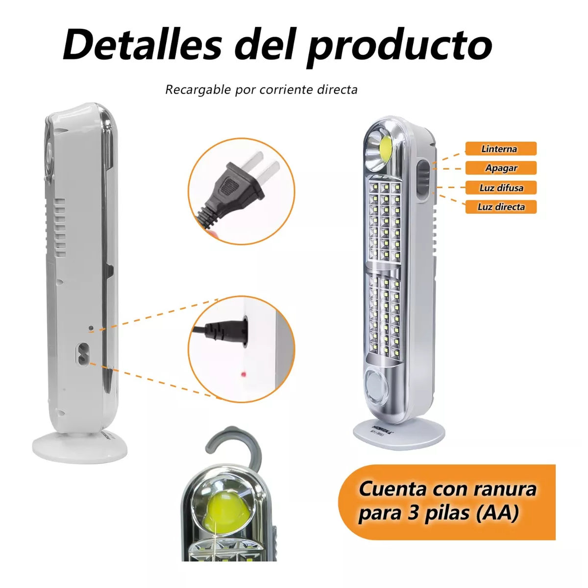 Luz De Emergencia Led Recargable Portátil Uso Campo Y Hogar
